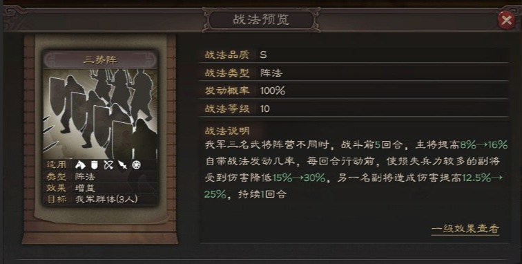 三国志战略版三势阵战法介绍