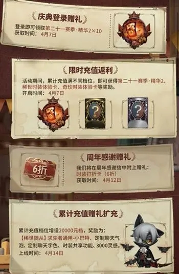第五人格多久不登录给回归奖励