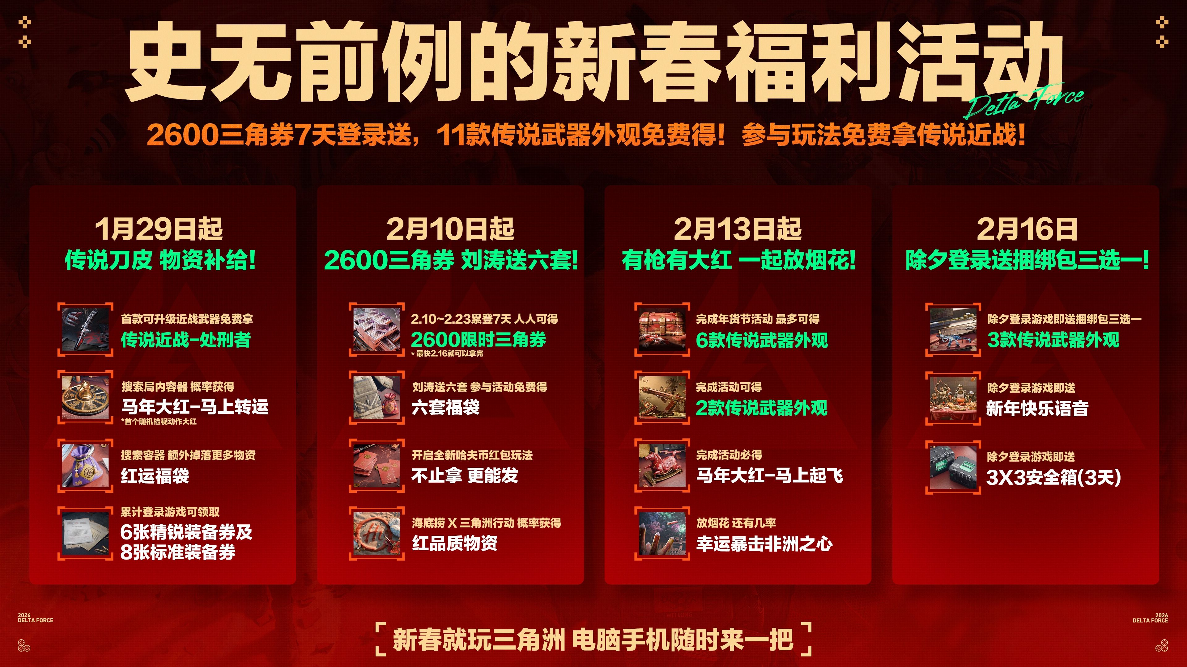 有券有枪有刀皮更有刘涛送六套,《三角洲行动》新春福利活动揭晓！