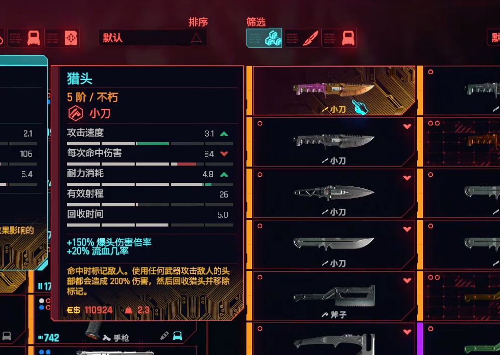 赛博朋克2077猎头小刀怎么获得